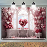 Aperturee - Warm Heart Shape Flower Window Blue Sky Backdrop